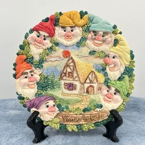 Vintage 1996 Popular Imports Snow White 3D Collector Plate 7 Dwarfs House